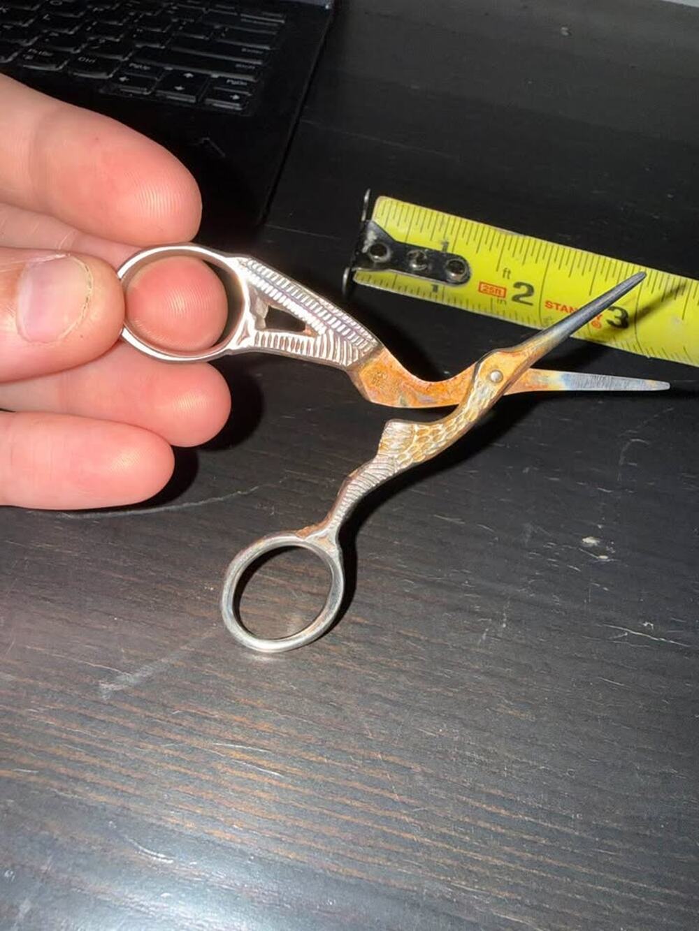 Vintage small stork scissors scissor crane heron bird figure S.S. Pakistan